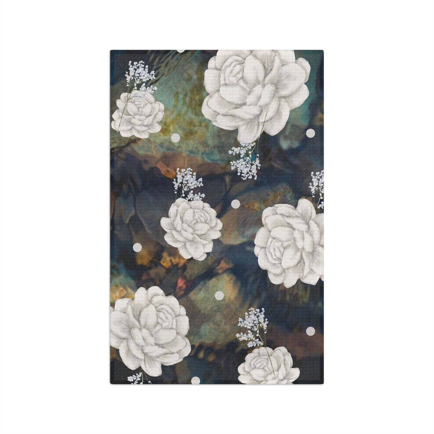 Floral Noir: Elegant Dark Abstract Soft Tea Towel for the Kitchen