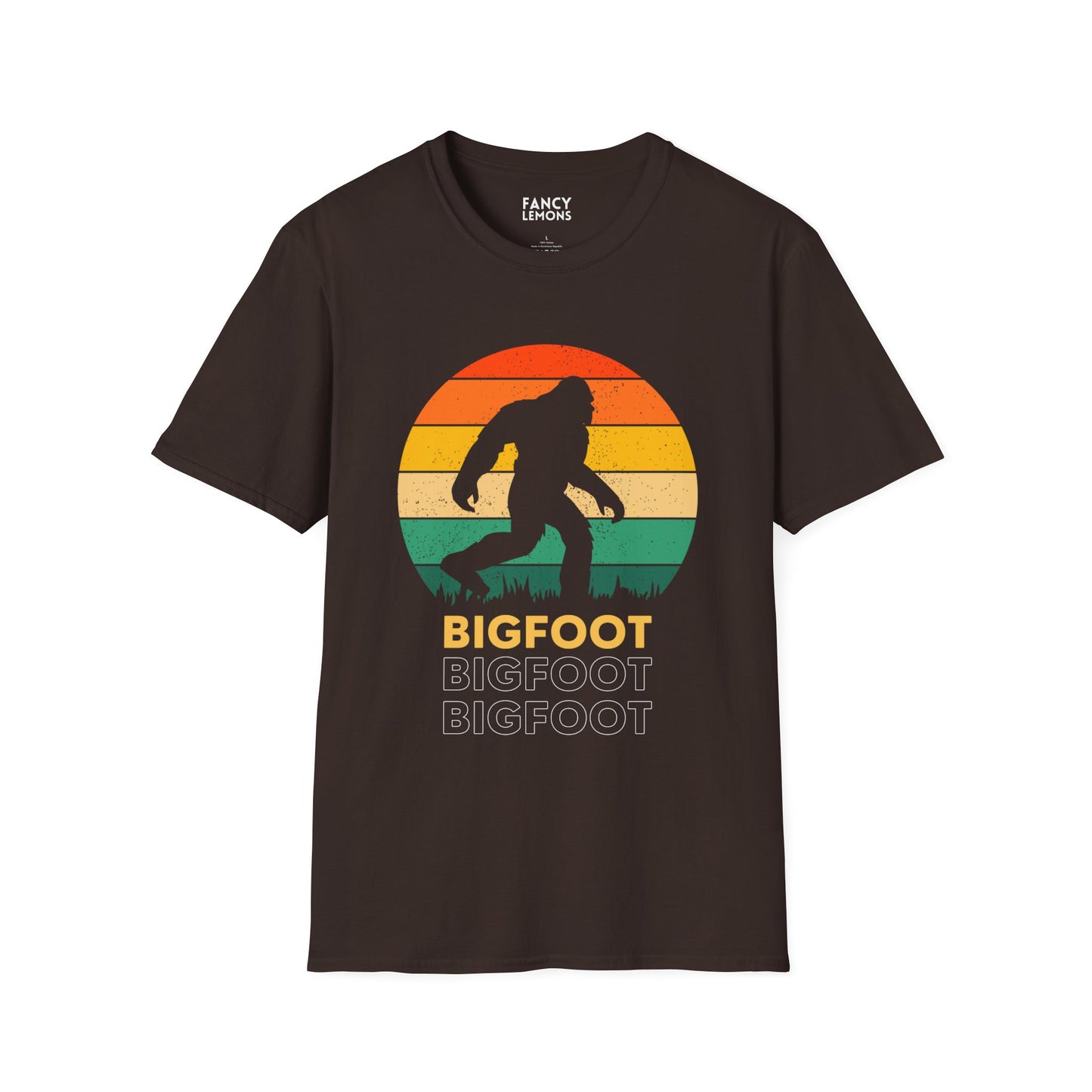 Retro Bigfoot Silhouette Logo Unisex Softstyle T-Shirt – Embrace the Legend