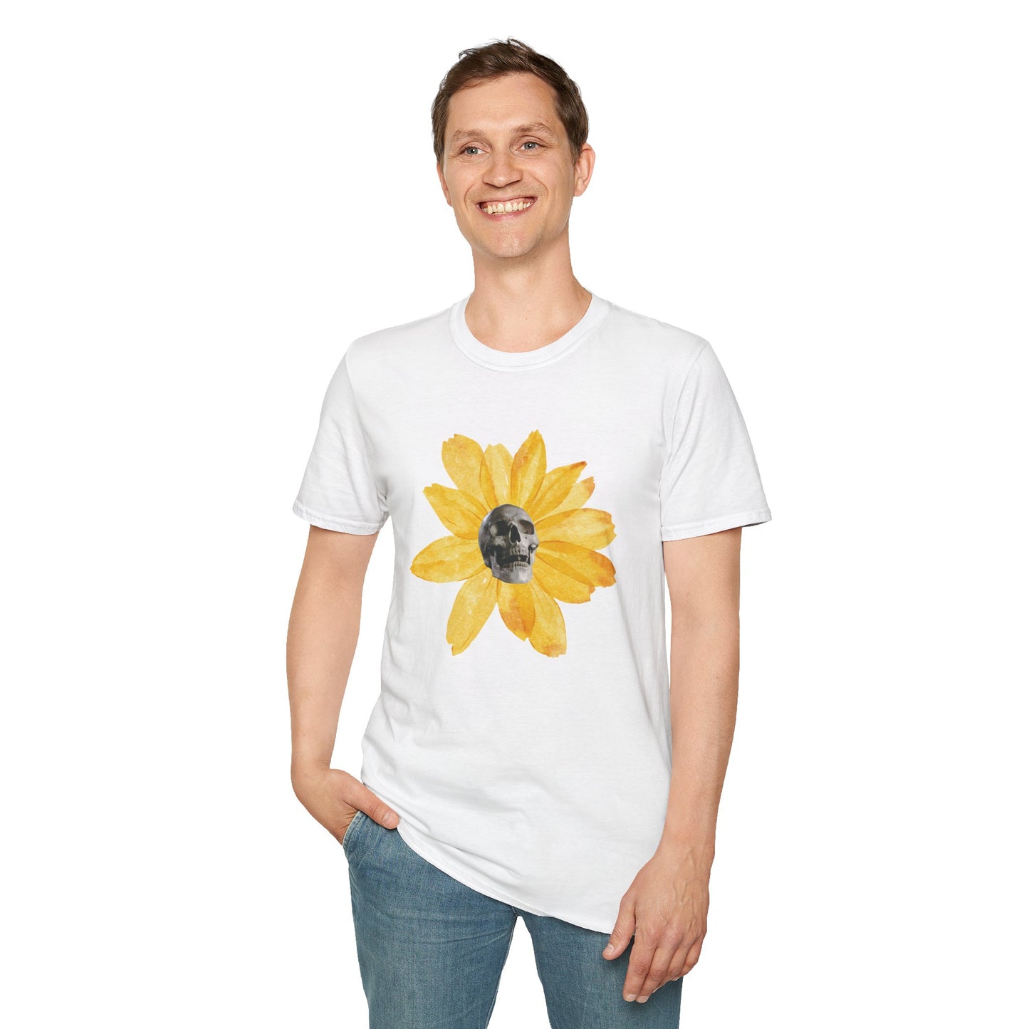 Skullflower: Radiant Sunflower Skull Unisex Softstyle T-Shirt