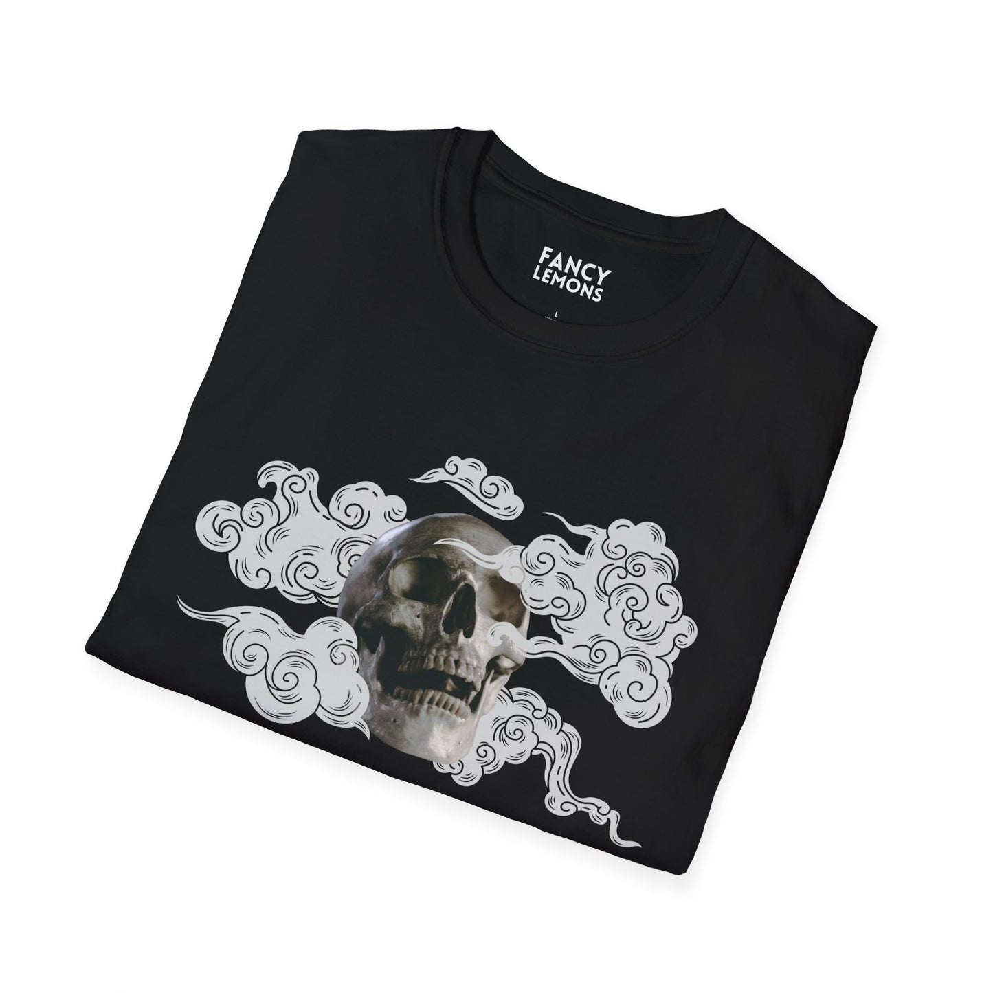 Skull in the Clouds: Artistic Unisex Softstyle T-Shirt