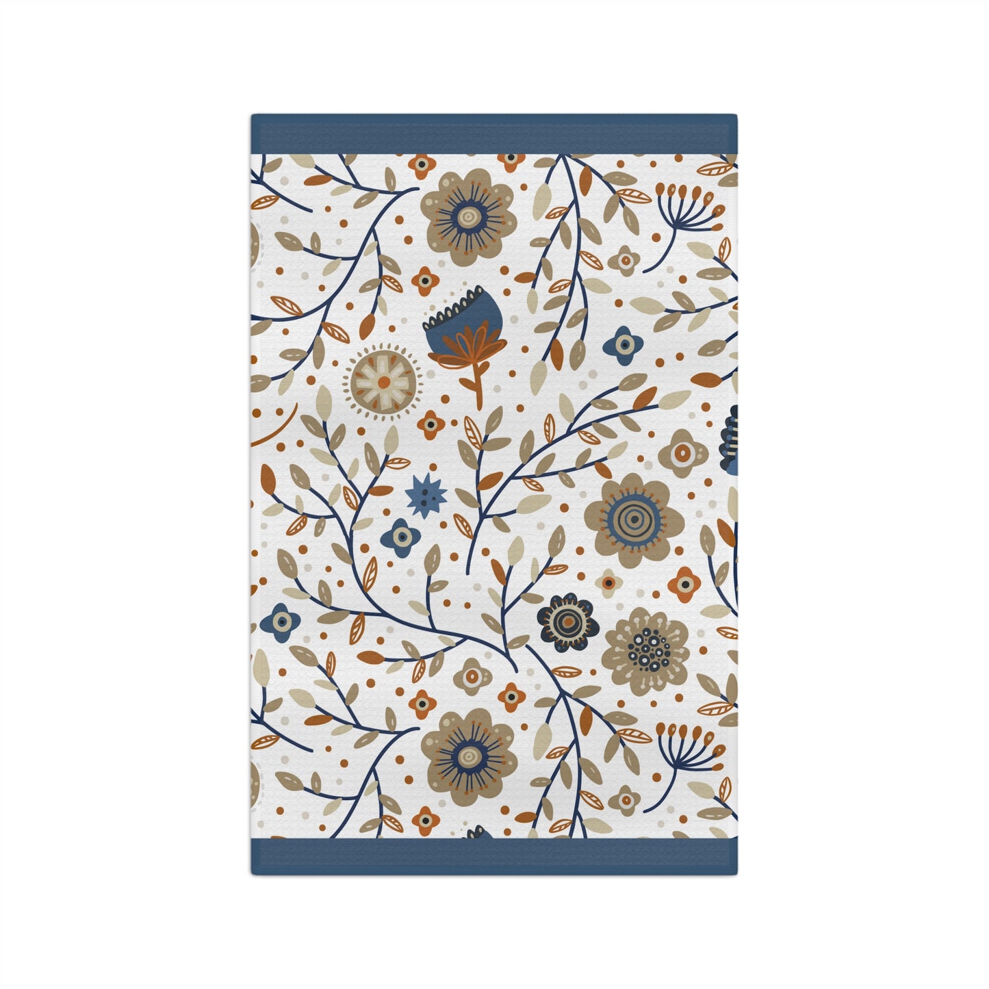 Serene Blues: Soft Kitchen Towel with Abstract Flower Pattern