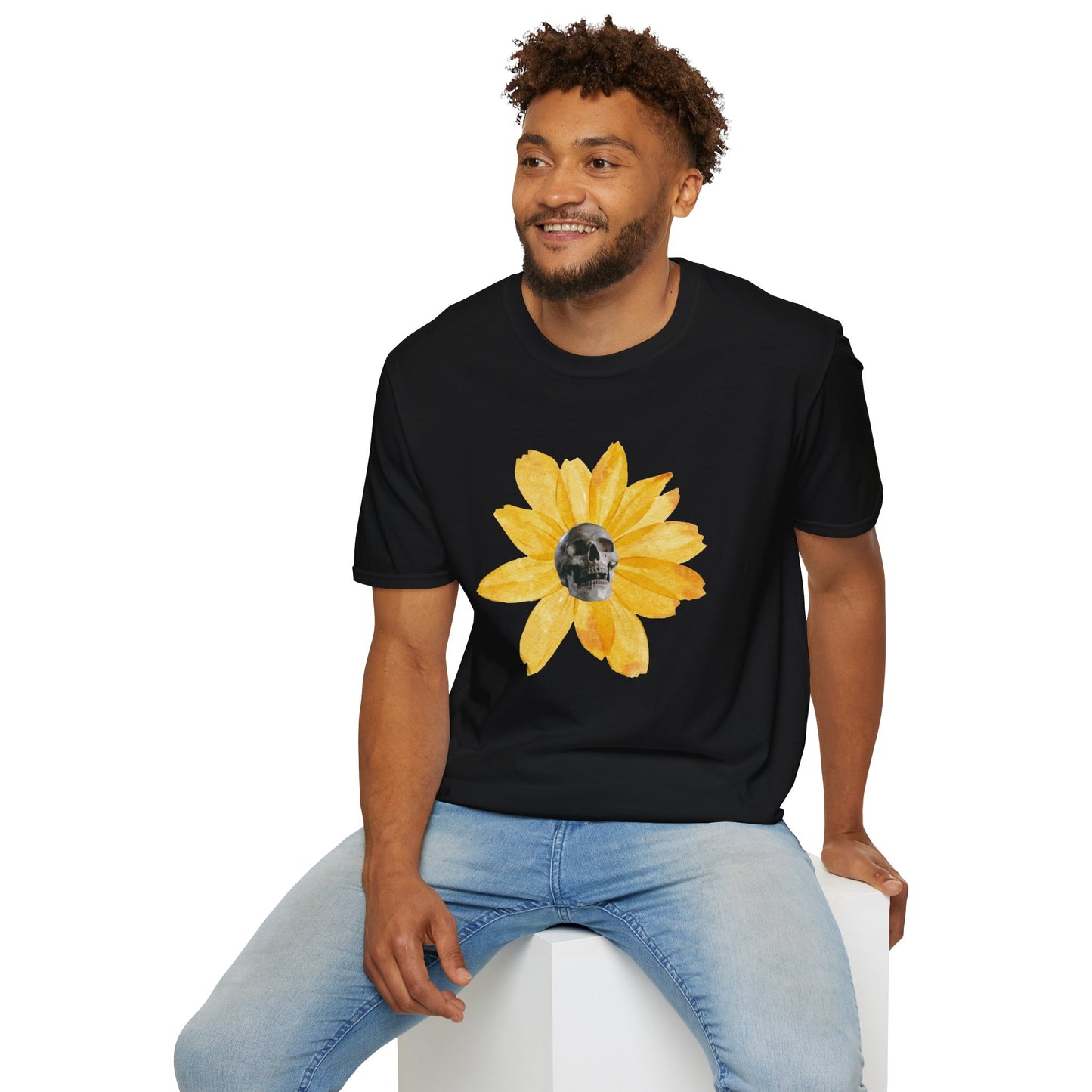 Skullflower: Radiant Sunflower Skull Unisex Softstyle T-Shirt