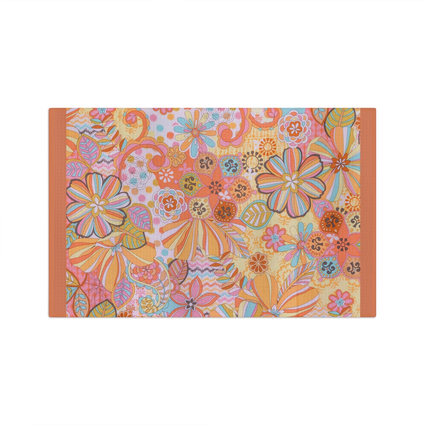 Vibrant Psychedelic Kitchen Towel: Colorful Floral & Figure Designs