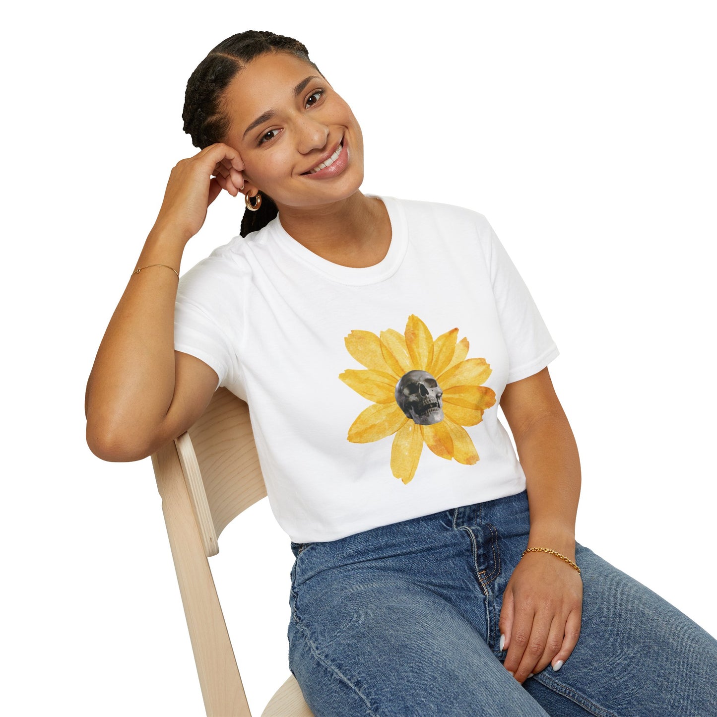 Skullflower: Radiant Sunflower Skull Unisex Softstyle T-Shirt