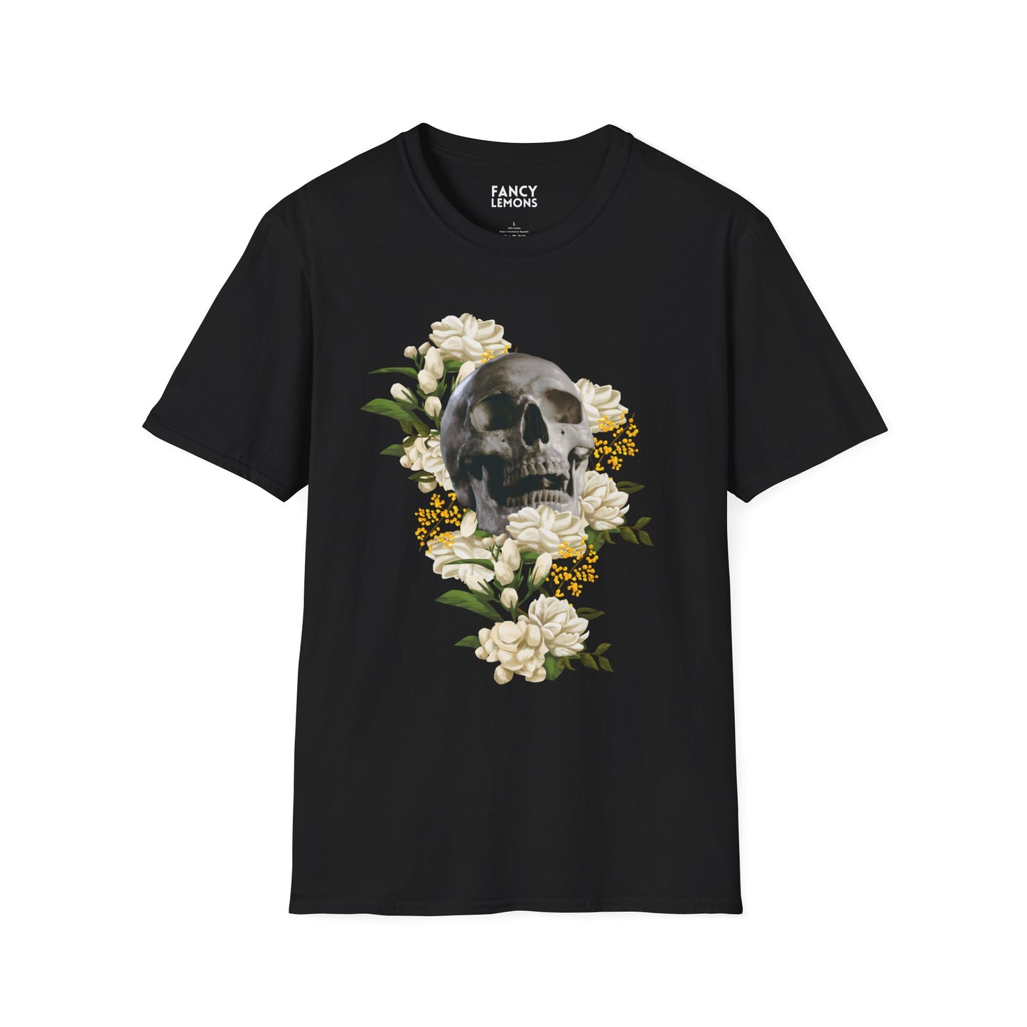 Skull & Blooms: Intriguing Beauty Unisex Softstyle T-Shirt