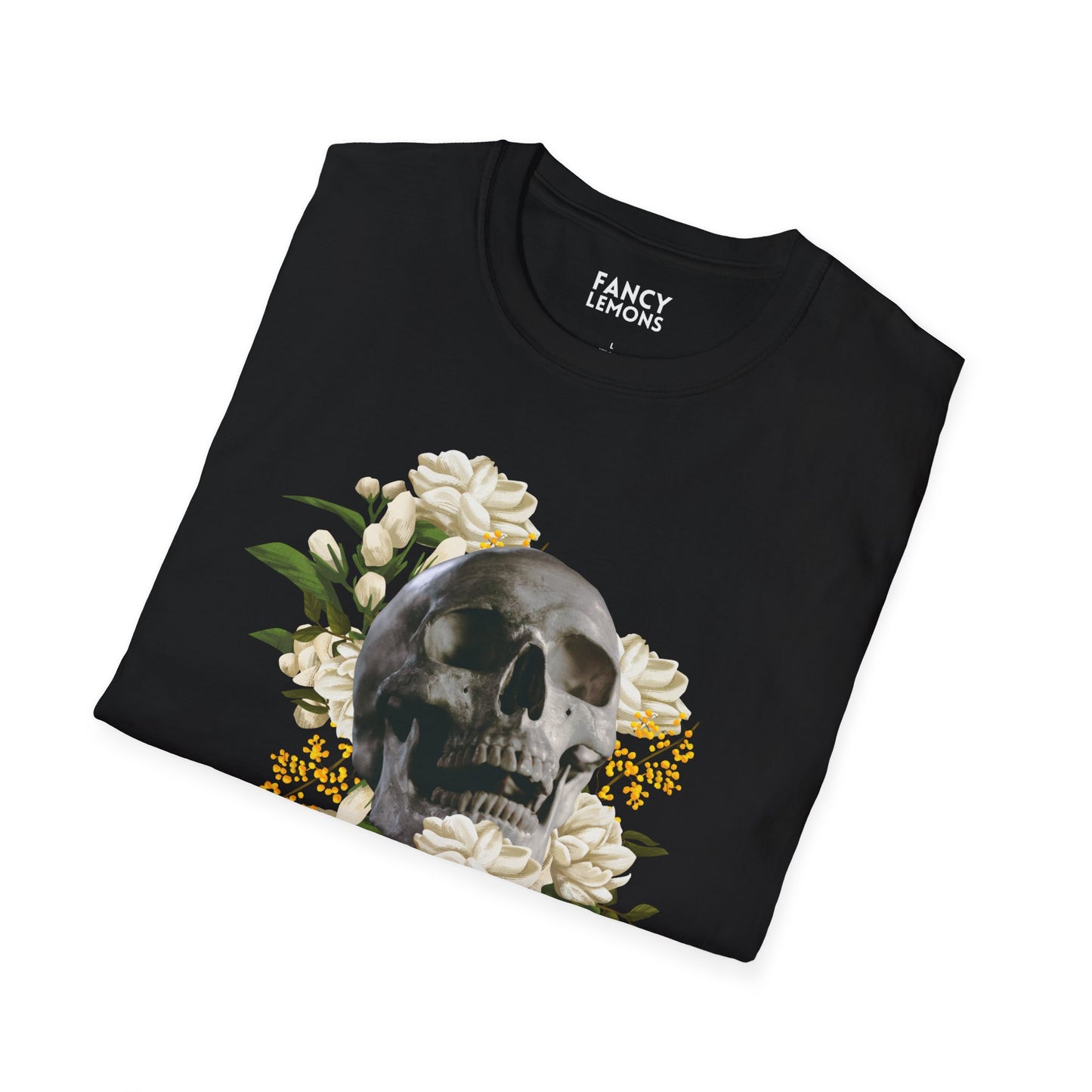 Skull & Blooms: Intriguing Beauty Unisex Softstyle T-Shirt