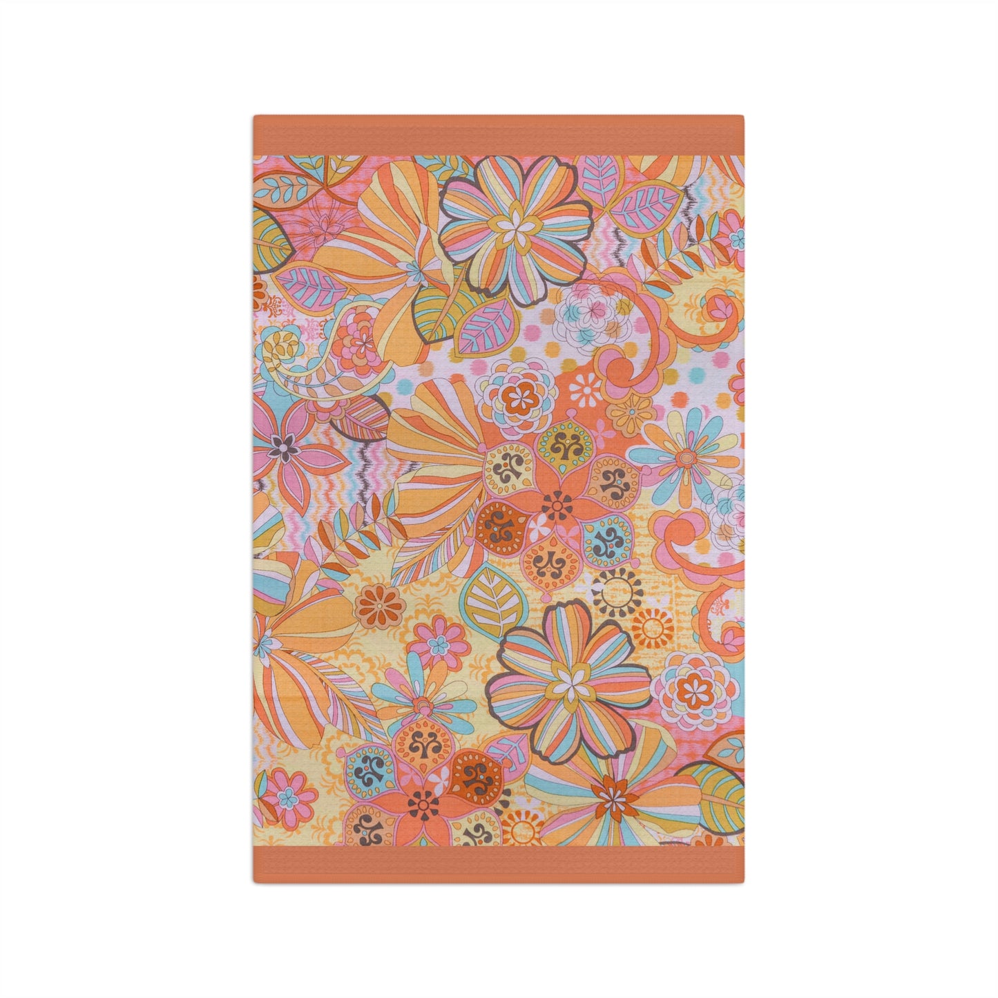 Vibrant Psychedelic Kitchen Towel: Colorful Floral & Figure Designs