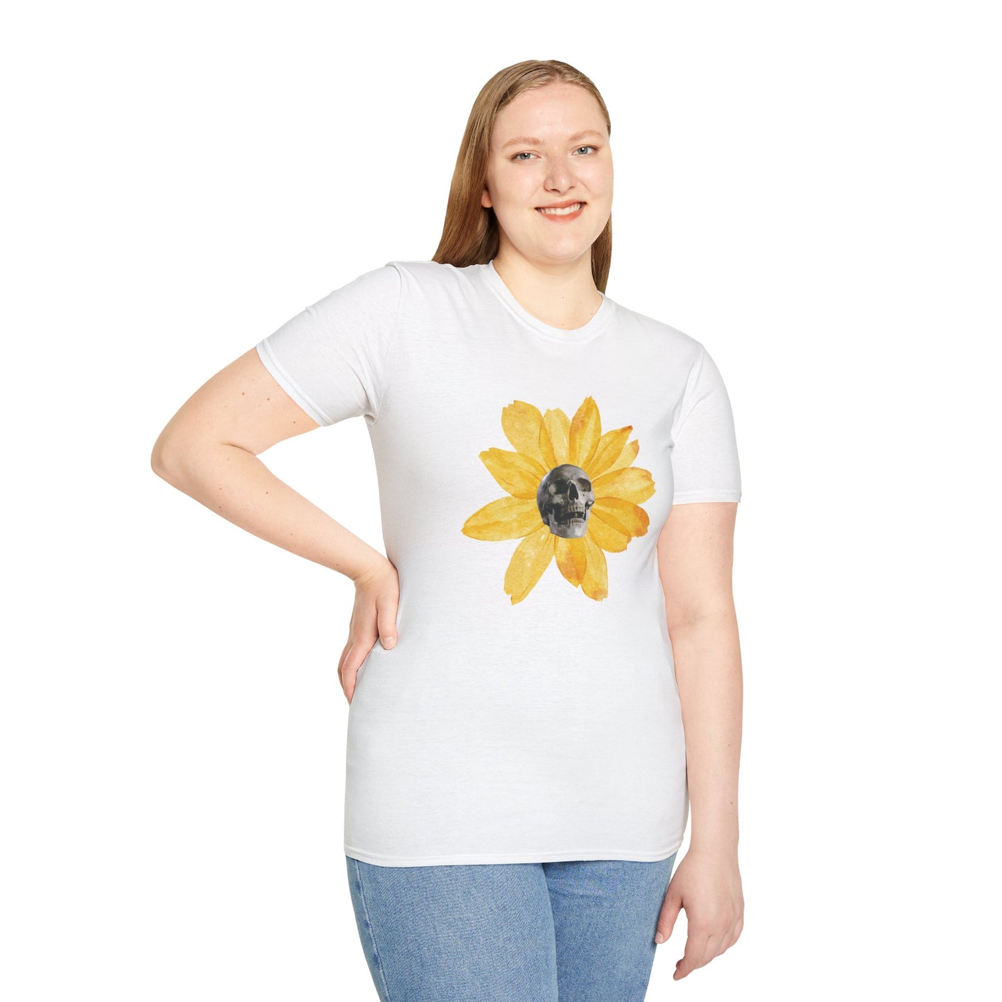 Skullflower: Radiant Sunflower Skull Unisex Softstyle T-Shirt