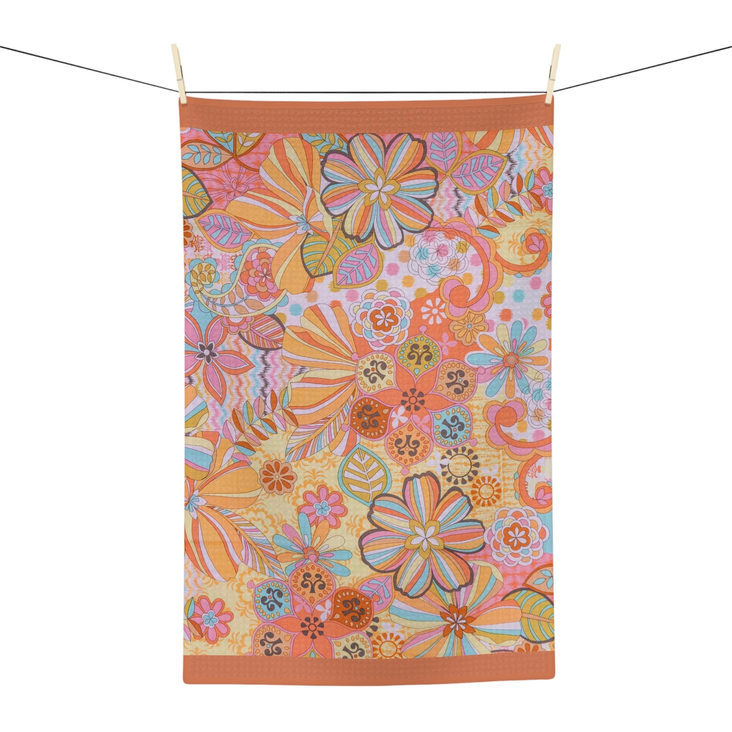 Vibrant Psychedelic Kitchen Towel: Colorful Floral & Figure Designs