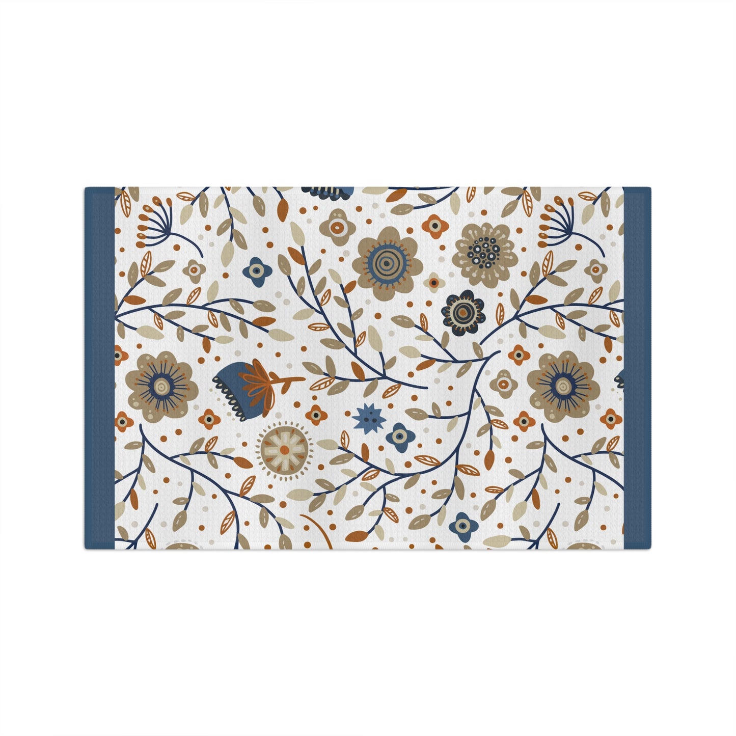 Serene Blues: Soft Kitchen Towel with Abstract Flower Pattern