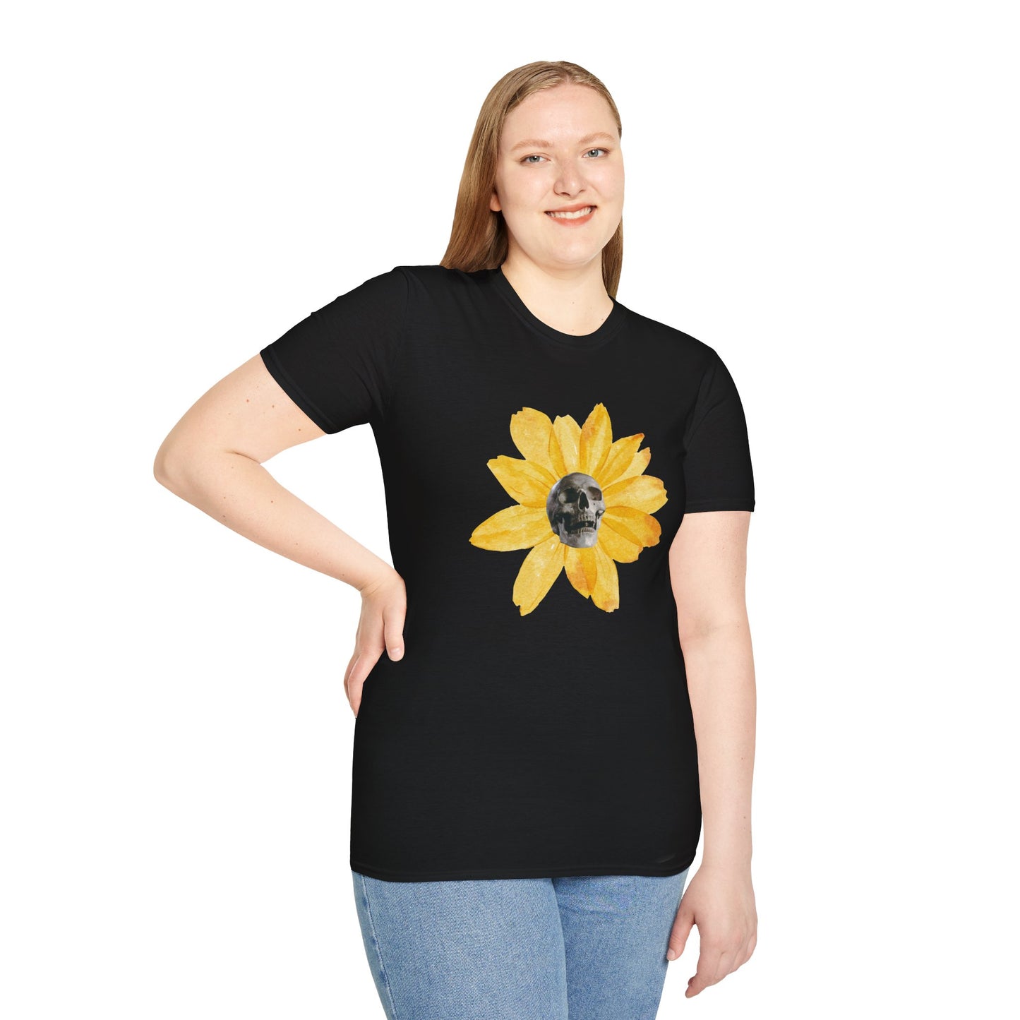 Skullflower: Radiant Sunflower Skull Unisex Softstyle T-Shirt