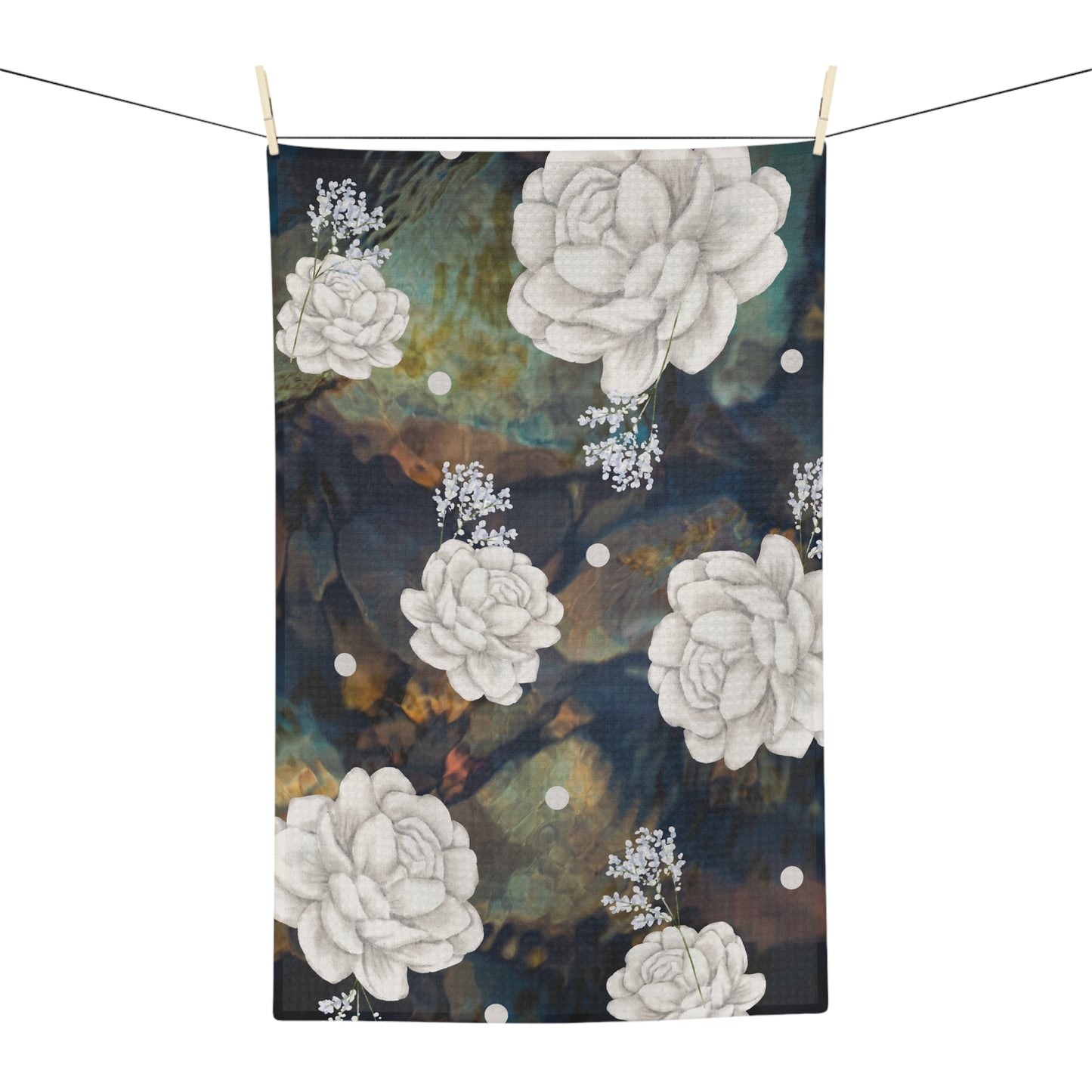 Floral Noir: Elegant Dark Abstract Soft Tea Towel for the Kitchen