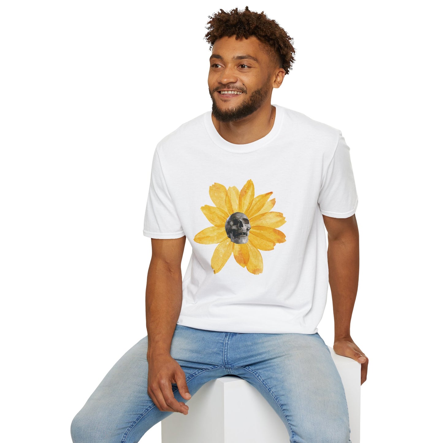 Skullflower: Radiant Sunflower Skull Unisex Softstyle T-Shirt