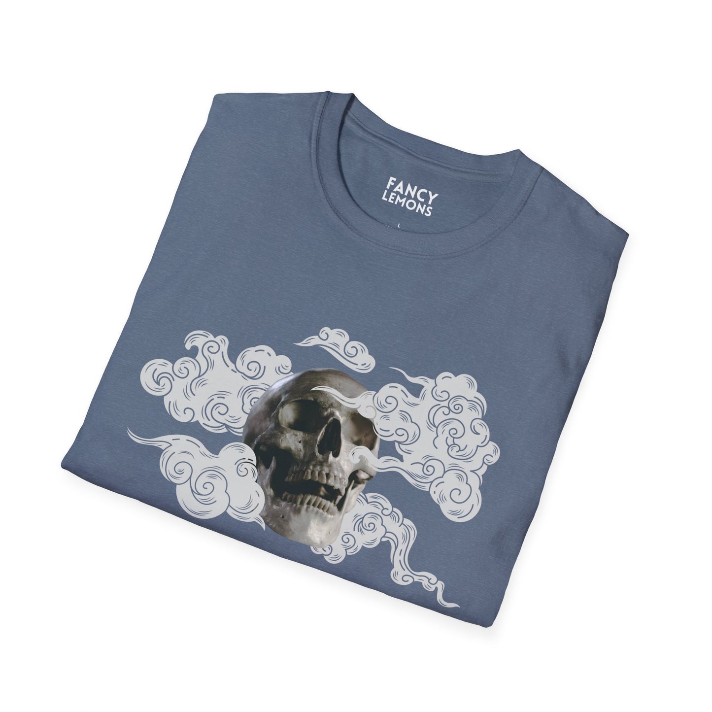 Skull in the Clouds: Artistic Unisex Softstyle T-Shirt