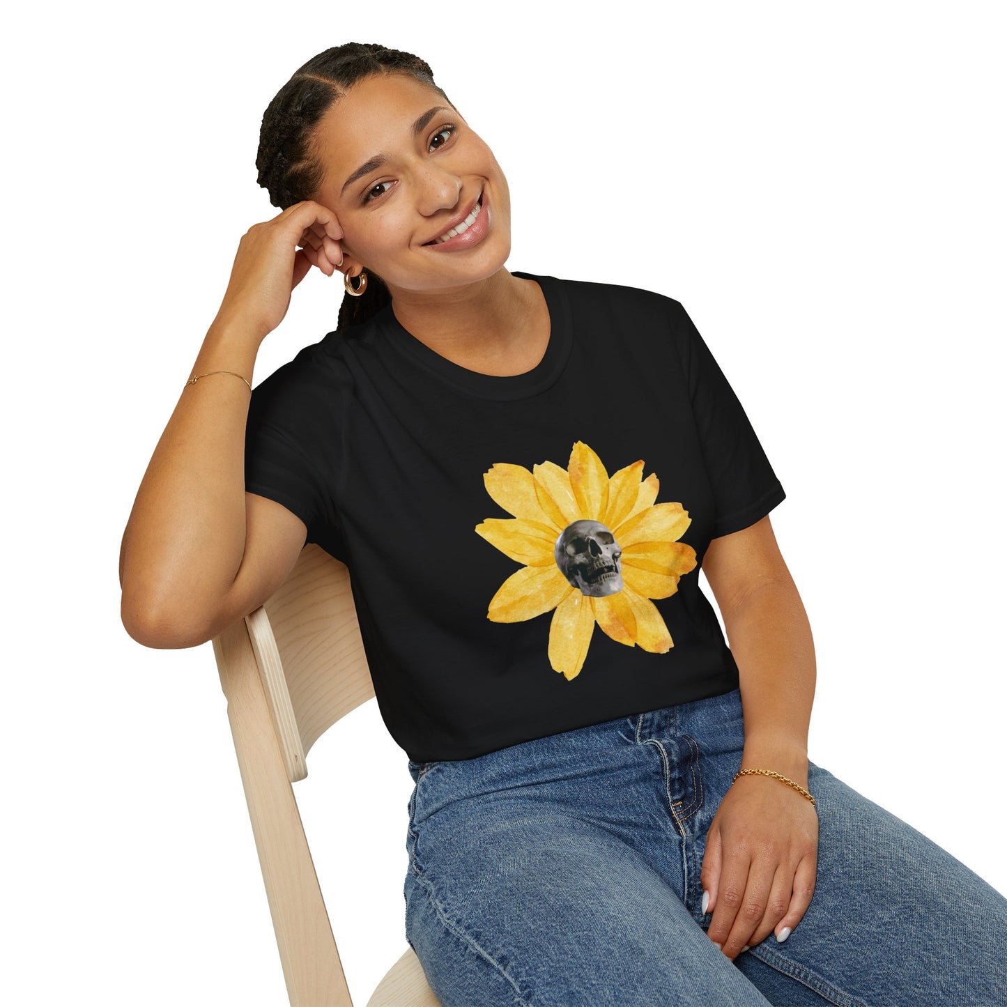 Skullflower: Radiant Sunflower Skull Unisex Softstyle T-Shirt